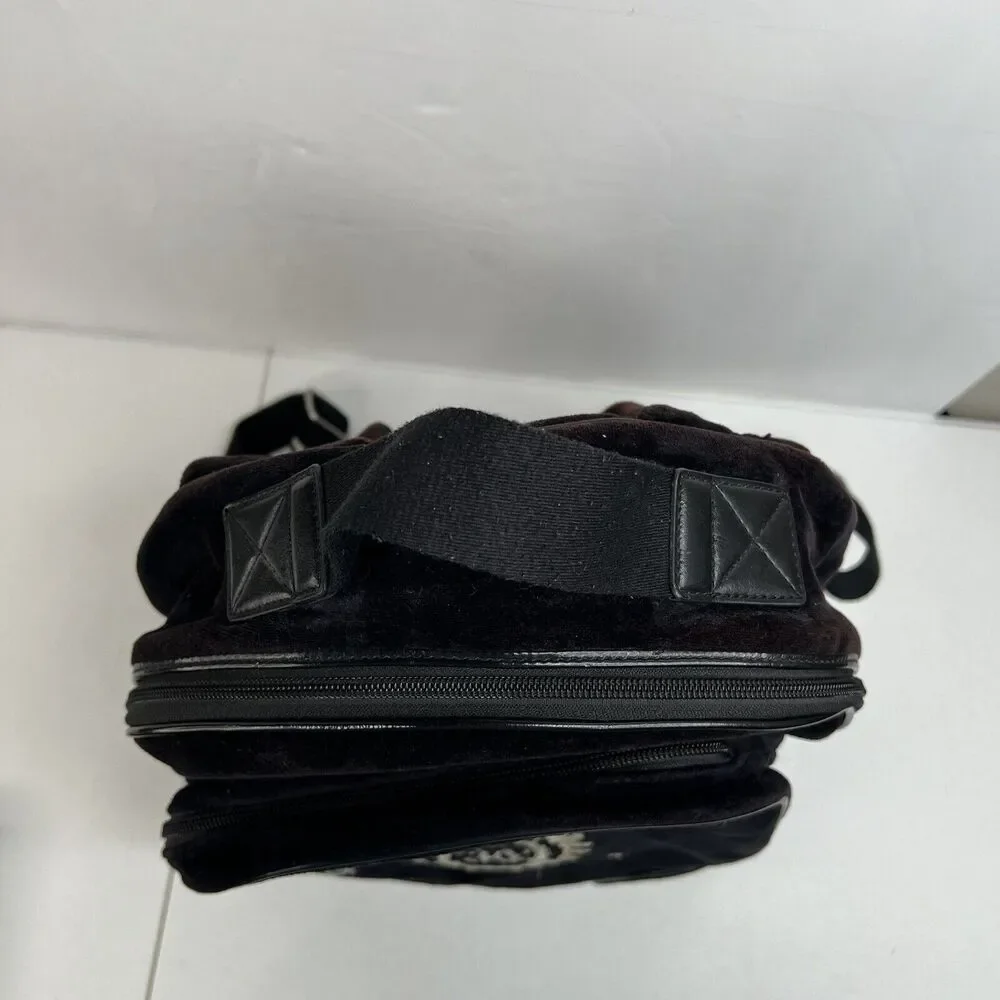 Y2K‎ Vintage JUICY COUTURE Black Velour Backpack Bookbag Weekend Bag Travel